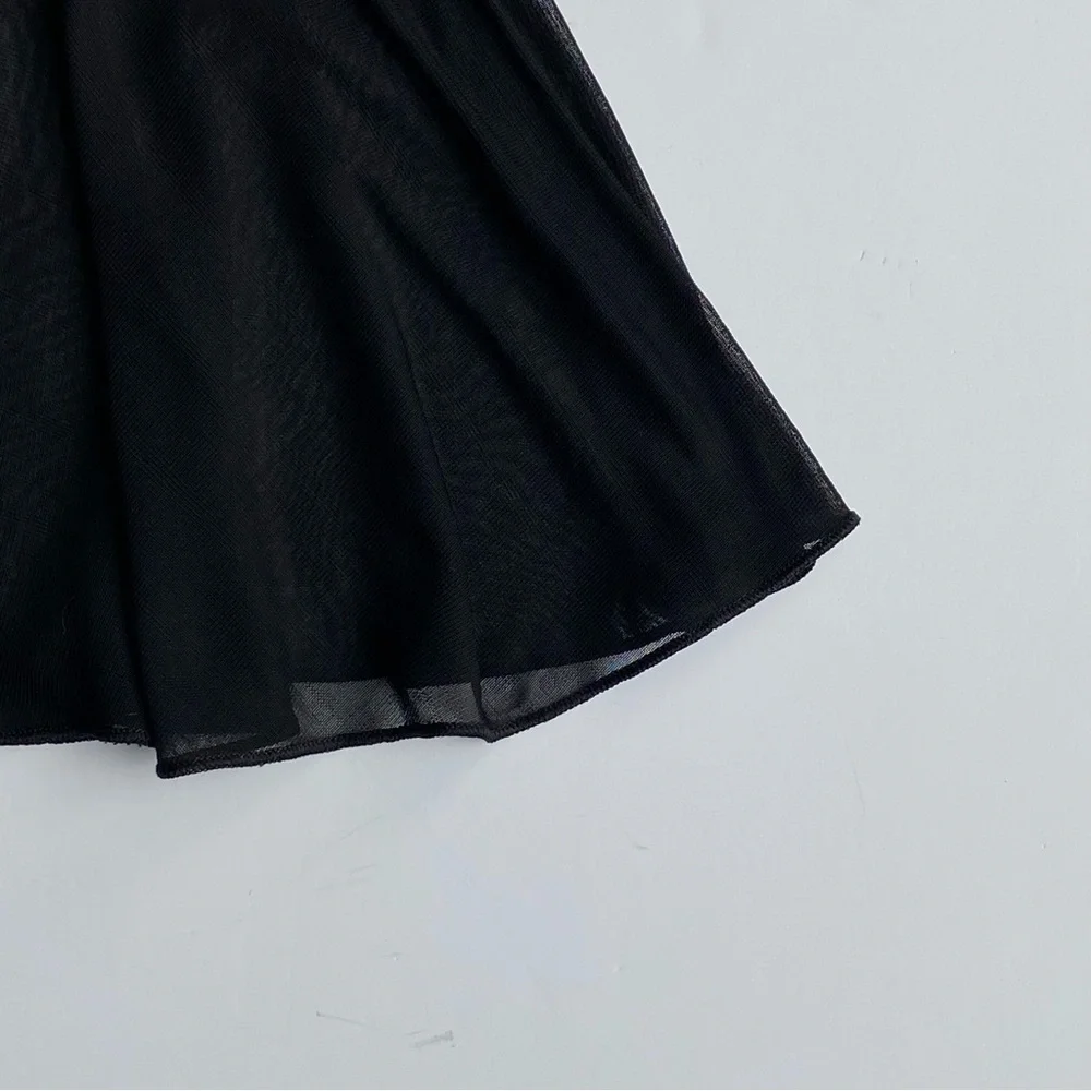 Black Ballet Skirt Size 6 6X Small Elastic Waist EUC Dance Flowy Girls Sheer